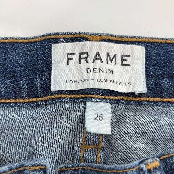 Frame Le Skinny De Jeanne Distressed Skinny Mid-Rise Jeans Stretch Size 26 - Picture 10 of 13